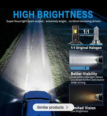 Dark Black H11 LED Headlight Bulbs – 300W 30000LM Ultra-Bright Car Lights